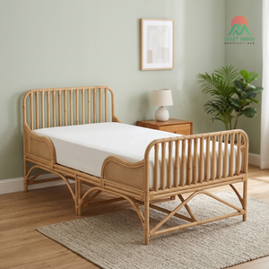 Cuna de Ratán Nhat Minh, Diseño Moderno, Cama para Bebés de 0 a 3 Años, Ecológica, Duradera, Acabado Natural, Hecha en Hanói - Product Image 3