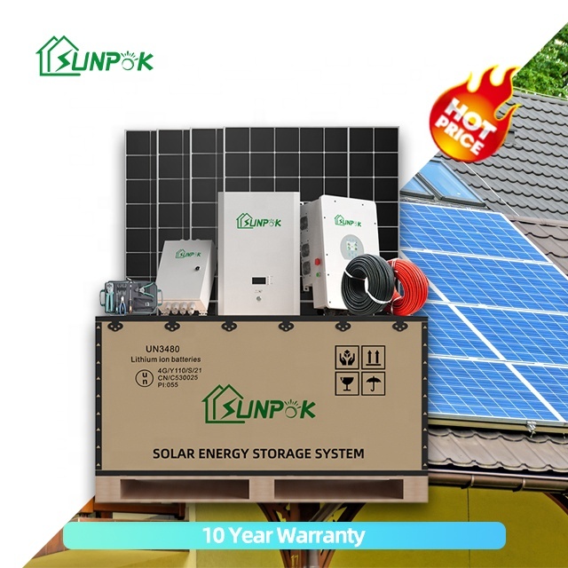 Sunpok Home Solar Systems Complete 5kw 10kw 15kw Kit De Bateria Solar Kit De Solares E As Baterias China Factory Direct Sales