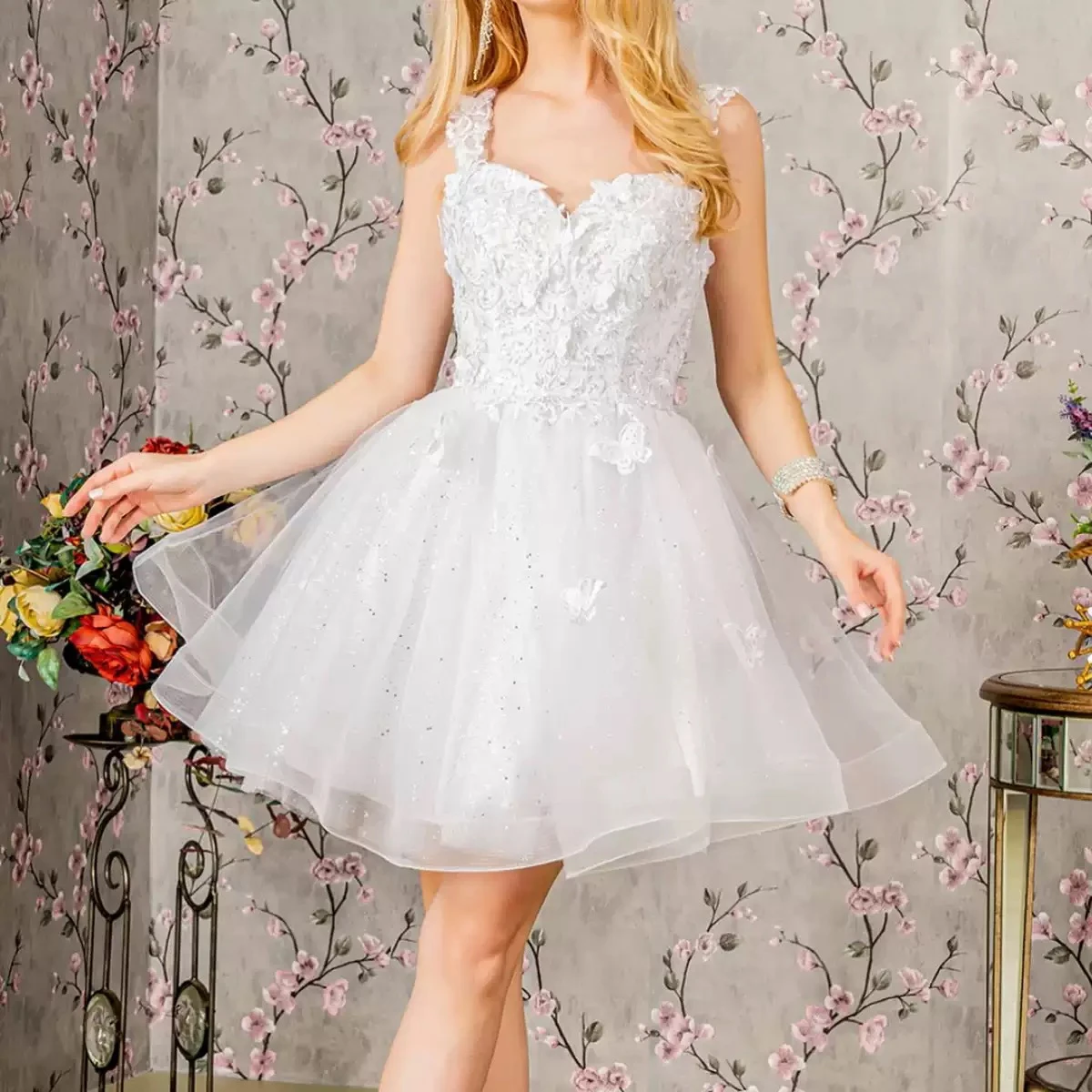 15th birthday short dresses Blue Tulle Shiny Bead Off The Shoulder A-line Short Birthday Party Hoc   clover sew