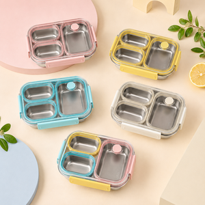 Stainless Steel Bento <b>Lunch</b> <b>Box</b> 3 Compartment Leakproof Dishwasher Safe Odor Free Food Container for <b>School</b> Office Travel - Product Image 1