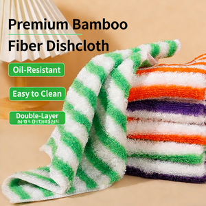 Chiffon à vaisselle en fibre de <span class=keywords><strong>bambou</strong></span> double couche - Chiffon de nettoyage de cuisine doux, absorbant et résistant à l'huile - Product Image 1
