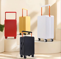 Valise trolley moderne à poignée souple en alliage d'aluminium, 20 pouces, 4 roues, avec barre de traction centrale large, en polycarbonate, étanche