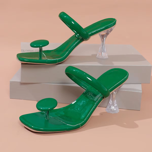 Sandalias de Talla Grande para Mujer, Pantuflas de Color Caramelo, Punta Abierta, Estilo Casual, de Charol, para la Playa - Product Image 2