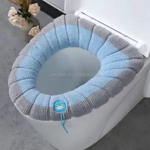 Zachte Toilet Seat Cover Pads Met Handvat Badkamer Dikker Warmer Toiletbrillen Rekbaar Vezels Langwerpige Wc Cushioned Comfo