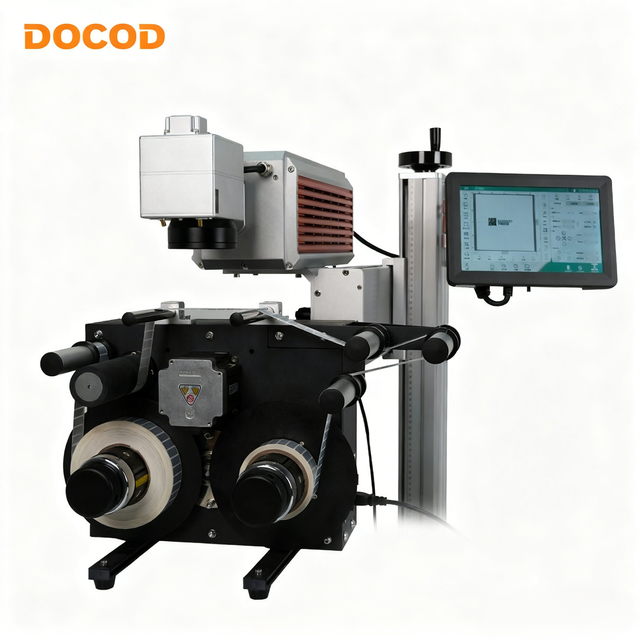 High Speed Label Roll Rewinder DOCOD XF20 Vertical Rewinding Machine for Gift Box Label Industry with Laser Marking Machines