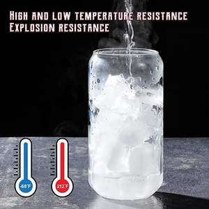 تخفيضات كبيرة على مجموعة شفافة من 16 أونصة مع ماصة زجاجية ، نظارات بيرة على شكل علبة مثلجة باستخدام القش 4 من القش - Product Image 3