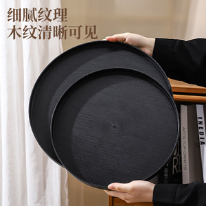 Round <b>Tray</b> For Tea And Coffee <b>Serving</b> With Wood Grain Design Customizable Logo Hotel Room Storage <b>Trays</b> - Product Image 3