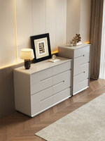 Ensemble de commodes à cinq tiroirs en bois massif de style italien, armoire de rangement minimaliste de style crème pour la fin du lit de chambre à coucher