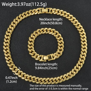 Conjunto de Collar y Pulsera de Cadena Cubana Hiphop, Chapado en Oro de 18K, para Mujer - Product Image 6