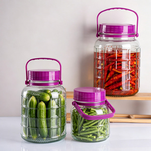Bocal de conservation hermétique en verre transparent avec couvercle et poignée pour céréales, kimchi et autres aliments, personnalisable avec logo, pour cuisine et garde-manger, 1L, 2L, 3L - Product Image 2