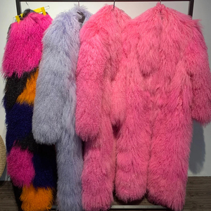 Cappotto in lana di Cashmere caldo invernale a prezzo di fabbrica colorato cappotto in <span class=keywords><strong>pelliccia</strong></span> stile lusso <span class=keywords><strong>da</strong></span> donna lungo finto agnello mongolo - Product Image 1