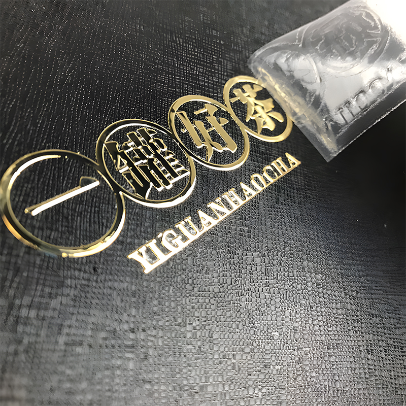 Customizable Gold Stamping Printed Logo Engraved Text Crystal Glass Metal Label Removable Adhesive Film Transfer Printing