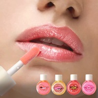 Brillo de labios vegano orgánico de 4 colores, resistente al agua, esmalte de labios mágico, etiquetado bonito, 5ml, bálsamo labial hidratante de frutas para maquillaje de belleza