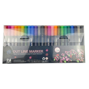 Glitter Art Markers Craft Tekenset 12 Kleuren Niet-toxisch Dubbele Kleuren Contourmarkers Hot Selling - Product Image 4