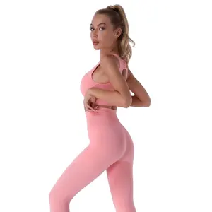 Om Selling Gym Trending Activewear Custom Broek En Top Sportkleding Leggings Honingraat Yoga Sets Voor Vrouw Naadloze Sport Bh Set