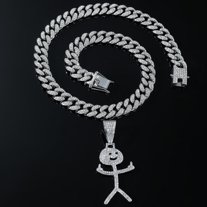 2026 Hot Selling Cute Cartoon Design Pendant Geometric Necklace <b>Cuban</b> <b>Link</b> <b>Chain</b> Men's Necklaces Fashion Jewelry Wholesale - Product Image 2