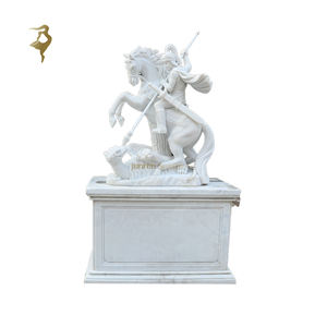 Statue de guerrier romain grandeur nature en marbre, <span class=keywords><strong>Saint</strong></span> George tue le dragon, sculpture de guerrier grec - Product Image 1