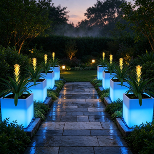 IP65/67 Waterproof RGB Garden <b>LED</b> Flower Pot <b>Light</b> Solar Powered Landscape <b>Lights</b> with <b>Battery</b> Supply - Product Image 1