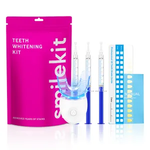 Kit de blanqueamiento dental barato al por mayor sin marca, uso en casa/salón, 10 Uds. Kit de recambio de Gel blanqueador de dientes con bandejas y Luz