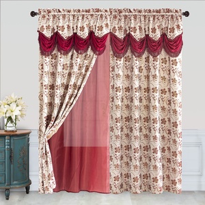 Bán buôn thiết kế nhà giáng sinh <span class=keywords><strong>Red</strong></span> Floral bảng điều chỉnh hai laysers Jacquard sẵn sàng thực hiện rèm cửa sổ cho phòng khách sang trọng - Product Image 2