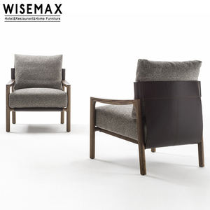 WISEMAX FURNITURE Chaise longue de détente de luxe légère meubles de salon <span class=keywords><strong>fauteuil</strong></span> en bois massif rembourré en <span class=keywords><strong>tissu</strong></span> pour la maison hôtel - Product Image 3