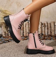 Bottines à lacets à semelle épaisse pour femmes