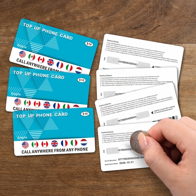 Wholesale Paper Prepaid Recharge Cards Internationally Accepted Custom Printing Phone Scratch Cards with PINs for Africa