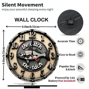 Round Wooden Wall <b>Clock</b> 25x25Cm Dark Tone Quiet Movement Home <b>Bedroom</b> Background Wall <b>Clock</b> - Product Image 2