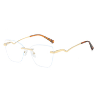 Gafas de Computadora con Bisagras de Resorte 1020, Montura Metálica sin Aro, Estilo Ojo de Gato, Unisex, Moda Vintage, Logotipo Personalizado, Gafas Ópticas