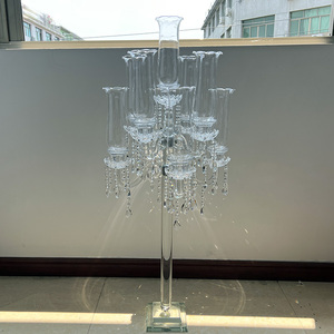 Candelabro da Matrimonio in <span class=keywords><strong>Cristallo</strong></span> a 9 Bracci, Altezza 110 cm, <span class=keywords><strong>Centrotavola</strong></span> per Matrimoni con Cilindro in Vetro MH-TZ0721 - Product Image 4