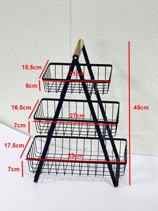 Detachable 2-3 Tier Iron Metal Classic Fruit <b>Basket</b> Home Decorative Kitchen Countertop Organizer Woven Bread Stand <b>Foldable</b> - Product Image 2