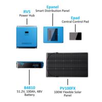 Kit d'énergie solaire BLUETTI 5000W pour camping-car, batterie LiFePO4 51.2V 100Ah, panneau de distribution intelligent pour camping-car et bateau