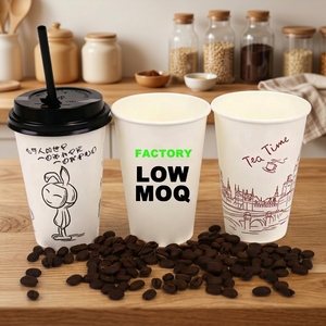 Gobelets en papier jetables à paroi simple pour café, de 8 oz à 22 oz, avec couvercles, pour tailles 8 oz, 12 oz, 14 oz, 16 oz, 22 oz, à faible MOQ et prix abordable - Product Image 2