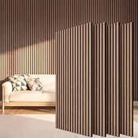 Panneau acoustique décoratif intérieur moderne en polyester à lattes, écologique, ignifuge, taille personnalisable pour hôtels, appartements et écoles