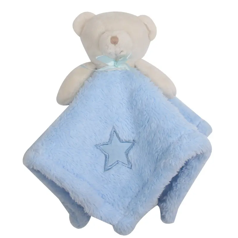 Coral Fleece Infant Cute Babies Bear Doll Comfort Security Kids Toy Baby Stuffed Animal Security Blanket