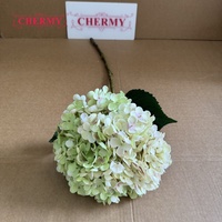 DC140 Vente en gros de tiges d'hortensias artificiels vintage à dégradé vert, grande tête de fleur en soie pour la décoration de centre de table