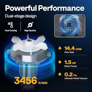 <span class=keywords><strong>DR</strong></span> 1,5 PK 14,4 CFM 2-traps HVAC vacuümpomp voor auto airconditioningsystemen R134a/R12/R22/R502/R410a compatibel, metalen constructie, 1 jaar garantie - Product Image 4