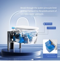 Ensemble WC intelligent et moderne en céramique monobloc avec siphon en P, fonction bidet et distributeur de savon liquide, réservoir encastré mural à chasse lente pour salle de bain