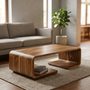 Table basse scandinave moderne en teck avec étagère de rangement, design mi-siècle fait main, meubles de salon - Product Image 2