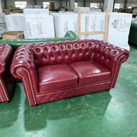 Canapé Chesterfield en cuir véritable de style américain de luxe pour salon