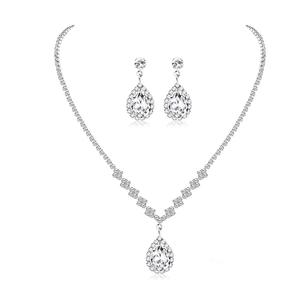 Hot Selling Wedding <b>Accessories</b> Bridal Jewelry Sets for Women Zircon Diamond Waterdrop Bridal Jewelry Set Necklace Earring - Product Image 6