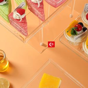 MayoresTransparent <span class=keywords><strong>Square</strong></span> Acrylic Postre <span class=keywords><strong>Cake</strong></span> <span class=keywords><strong>Stand</strong></span> PC Plastic Self-Service Cupcake Tray para Fruit Display INS - Product Image 4