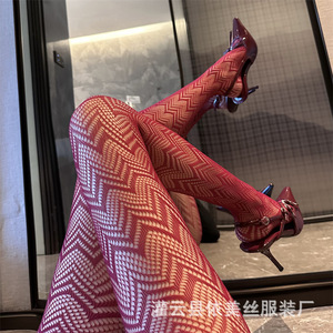 Sexy Lace Jacquard Lingerie Stockings for Women, Thin Style, Anti-Snag Solid Color Pantyhose, Transparent <b>Fishnet</b> Stockings 4005 - Product Image 3