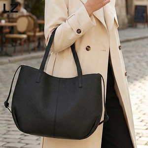 حقائب يد نسائية من الجلد الطبيعي من LZ، حقائب كتف عصرية بسحاب للنساء، حقيبة يد ناعمة بأسلوب هوبو للاستخدام اليومي في فصل الخريف - Product Image 2