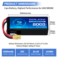 Baterai FPV Tegangan Tinggi Kustom CALH 8S 30.4V 8000mah Paket Baterai Lipo 30.4V 8ah 30c untuk Drone FPV 7 inci 10 inci UAV