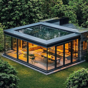 Profilé d'extrusion d'aluminium préfabriqué moderne en verre pour maison de jardin adossé à un solarium préfabriqué pour hôtels appartements à plat incliné - Product Image 1