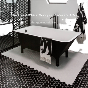 <span class=keywords><strong>Mirabella</strong></span> nordica moderna esagonale in pietra ceramica opaca resistente agli acidi parete e tessera da cucina bianco nero - Product Image 2