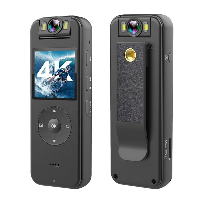 Professional 4K Mini Camera 1.4-inch LCD 180-Degree Rotate WiFi Jacket Pocket Camcorder with 15m Video Input Body Worn Camera