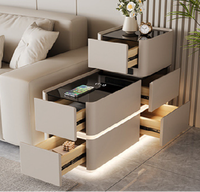 Table d'appoint intelligente multifonctionnelle avec chargement sans fil, plateau en verre trempé, mobilier moderne et simple pour la maison, table de canapé