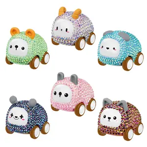 New Product Diy Big 3d Gems Art Animal Car for Kids Diamond Painting Kits Colorful Lights Sliding Toy Car with Keychain Decor